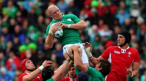 Paul O'Connell in action as Ireland lose to Wales in the 2011 Rugby World Cup quarter-final