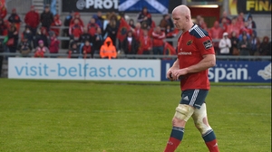 Paul O'Connell trudges off the field following Pro12 final defeat to Glasgow in Belfast in 2015 - his last competitive game for Munster