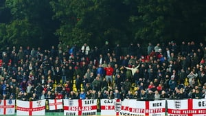 The travelling England fans at LFF Stadionas in Lithuania