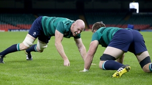 Two bulls - Paul O'Connell and Sean O'Brien warm up at the Millennium Stadium in Cardiff