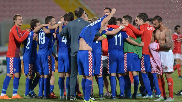 Croatia celebrate qualification after their 1-0 win in Malta