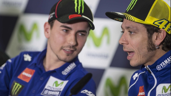 Jorge Lorenzo and Valentino Rossi are both chasing the driver's title