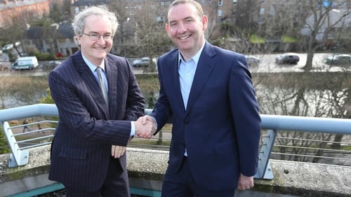 EIB Vice President Jonathan Taylor with enet CEO Conal Henry at today's Dublin seminar