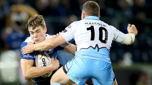 Leinster's Garry Ringrose is tackled by Duncan Weir