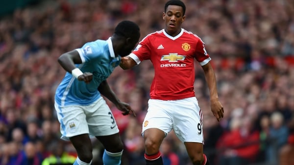 Anthony Martial of Manchester United and Bacary Sagna of Manchester City