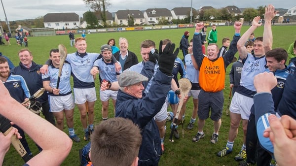 Na Piarsaigh clubman William O'Callaghan celebrates with the players after the game