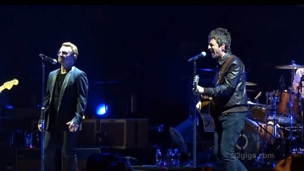 Noel on stage with U2 last night in London