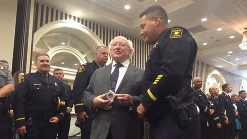 President Michael D Higgins personally thanking some of the Berkeley police
