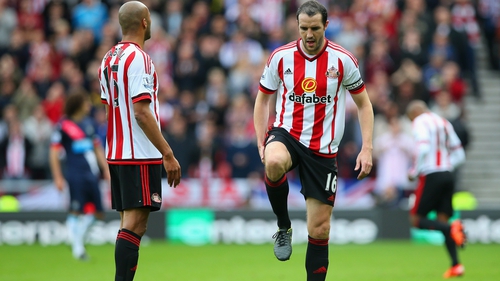 John O'Shea is in the Sunderland squad for their game against Everton but is nursing a hamstring injury