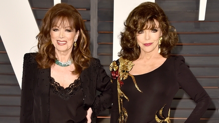 Jackie and Joan Collins at the Vanity Fair Oscar Party in February 2015