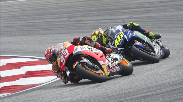 Marquez and Rossi (46) come close before their clash in Malaysia