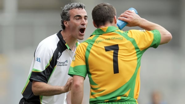 Jim McGuinness and Kevin Cassidy pictured during the 2011 All-Ireland quarter-final