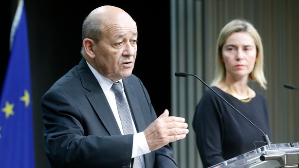 French Defence Minister Jean Yves le Drian and Federica Mogherini
