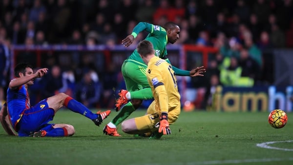 Sunderland's Jermain Defoe (c) gets past Crystal Palace's Scott Dann to score the only goal of the game