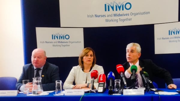 Liam Doran (right) at an INMO press conference today