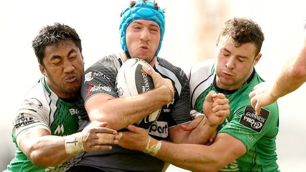 Bundee Aki (left) and Robbie Henshaw (far right) are central to Connacht's hopes in Thomond Park