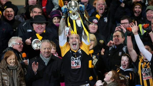 Paul Hearty lifts the cup for Crossmaglen