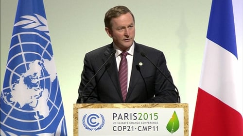 Enda Kenny speaking at the climate change conference in Paris