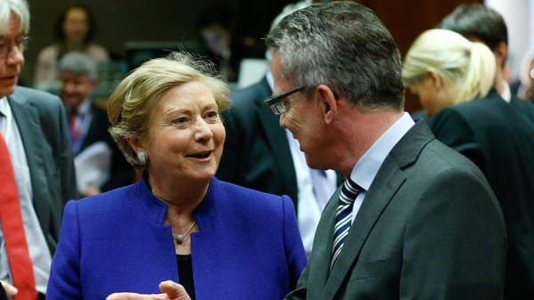 Minster Fitzgerald with German Interior minister Thomas de Maiziere in Brussels