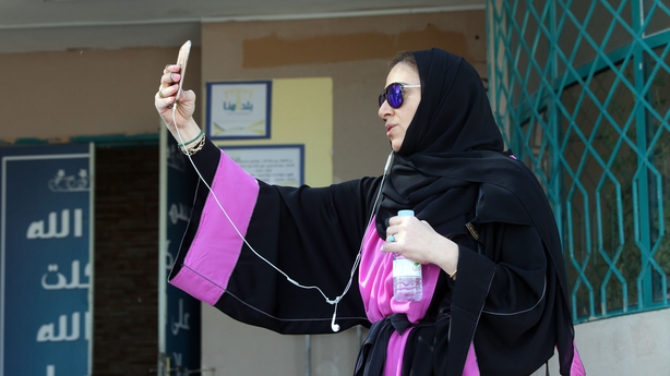 Saudi activist Ghada Ghazzawi tapes a selfie video marking a historical day for Saudi women
