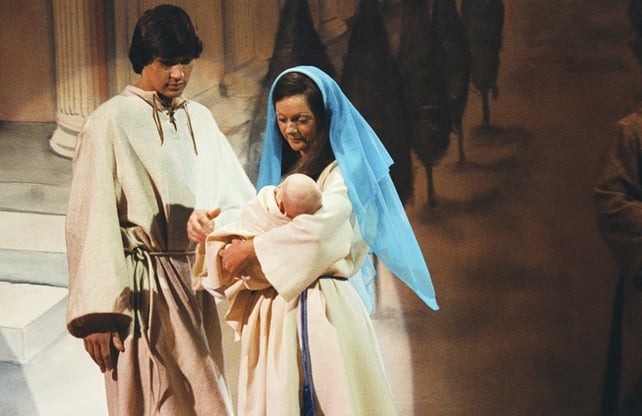 Seán Sherrard (Johnny Logan) and Deirdre White as Joseph and Mary in Rock Nativity (1980)