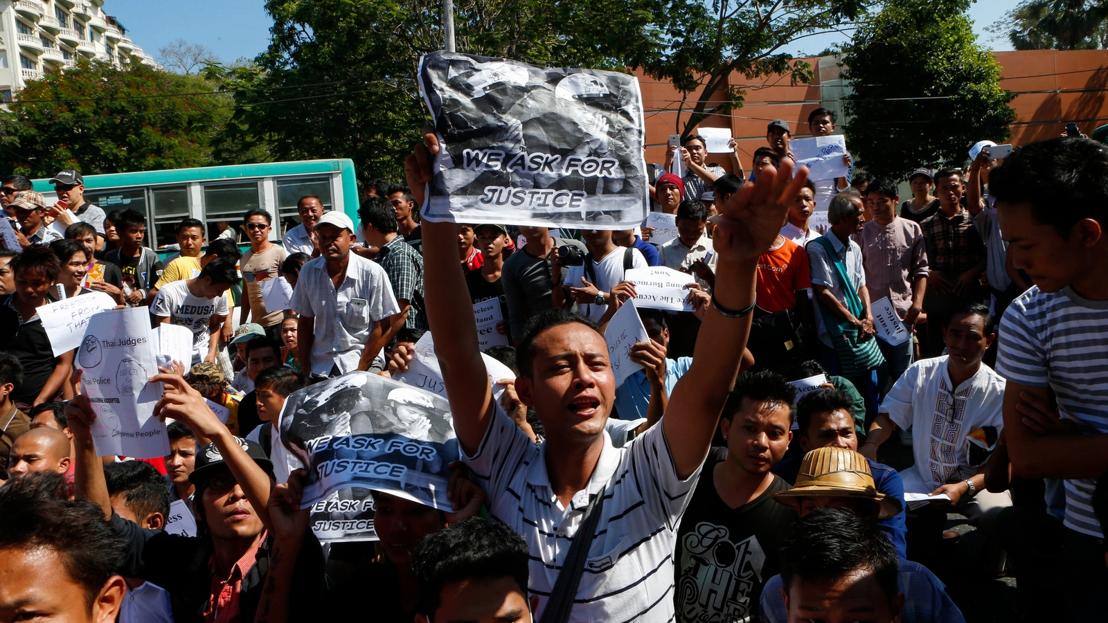 Protests in Myanmar over Thai death sentences