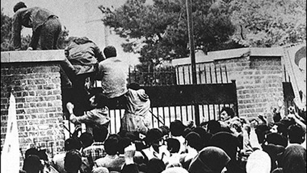 Radical Iranian students storm the US embassy in Tehran on 4 November 1979