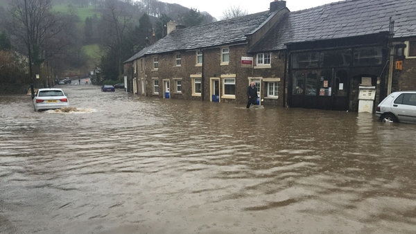 Rising water levels in Whalley in Lancashire, England where many people have been forced to leave their homes