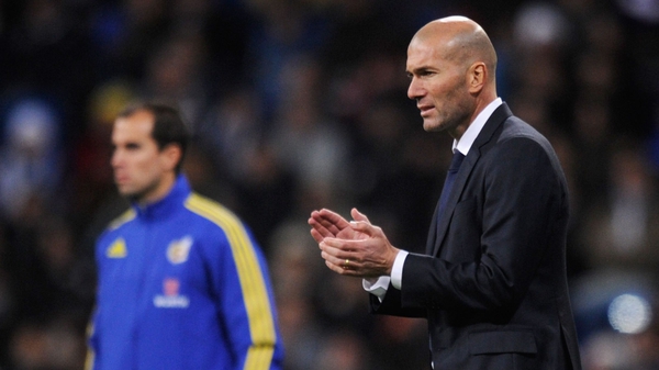 Zidane on the touchline for the first time as manager for Real Madrid on Saturday