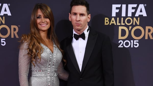Lionel Messi and his partner Antonella Roccuzzo arrive at the ceremony in Zurich