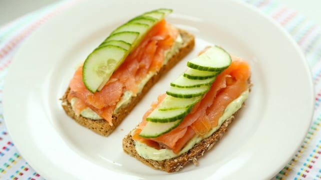 Open Face Salmon Sandwich and Dill Mayo