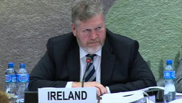 Minister for Children and Youth Affairs James Reilly is being questioned by a UN panel in Geneva today