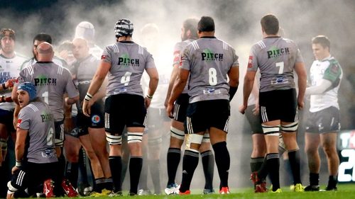 Steam rises from the Brive pack on a cold night in France against Connacht