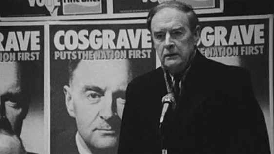 Liam Cosgrave addressing a party meeting.