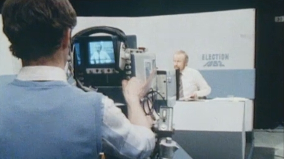 Camera man working in the Election '82 studio.