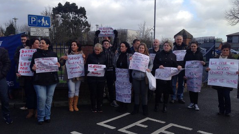 Families protest over halting site eviction