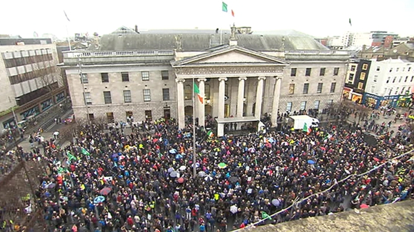In Dublin, protesters marched to the GPO on O'Connell Street