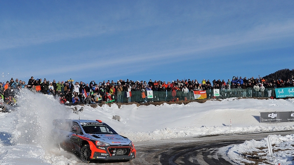 Spanish driver Dani Sordo steers his Hyundai I 20 during Saturday's third stage of the Monte Carlo Rally