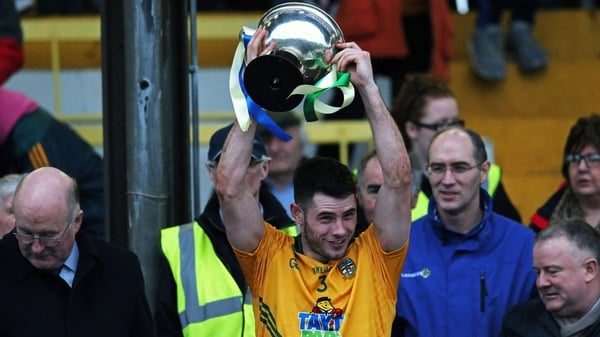 Meath's Donal Keogan lifts the O'Byrne Cup