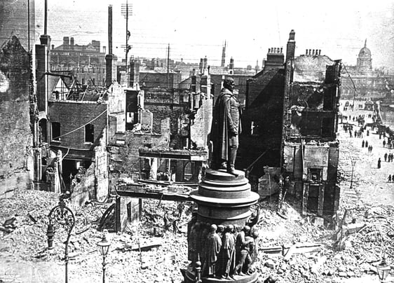 Ruins of Sackville Street immediately after the Easter Rising, 1916