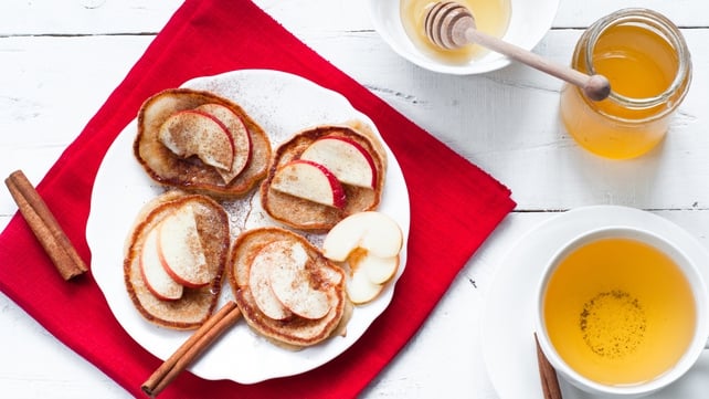 You can add a little cinnamon to your apple pancakes or some honey