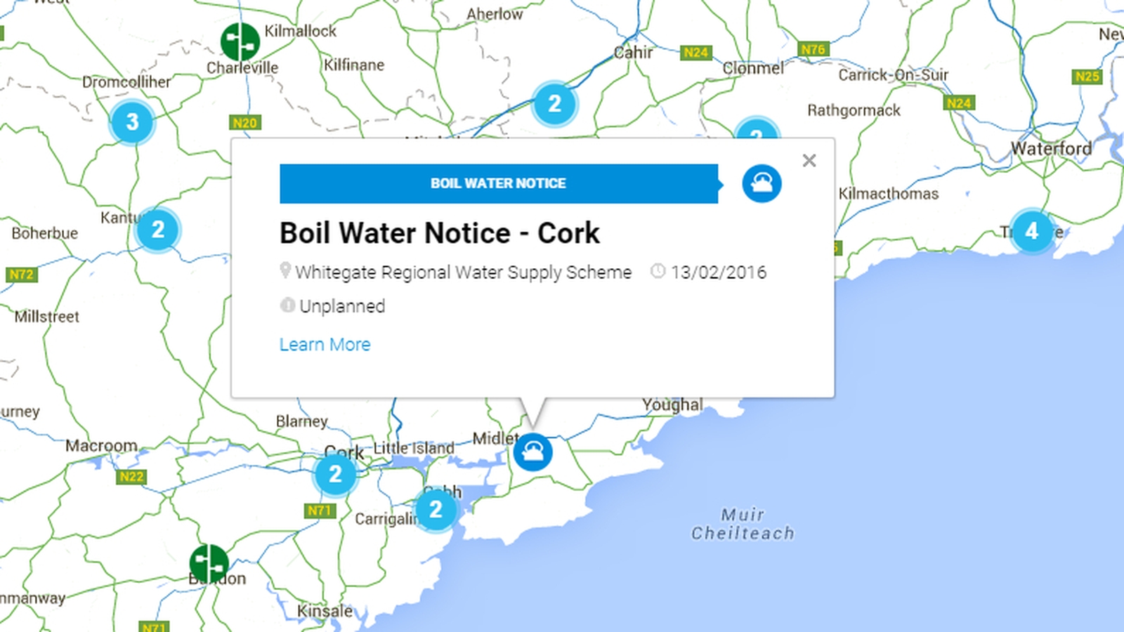 10,000 customers on boil water notice in Cork