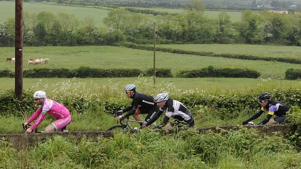 An Post Rás riders pass over the Hill of Allen, Co Killdare