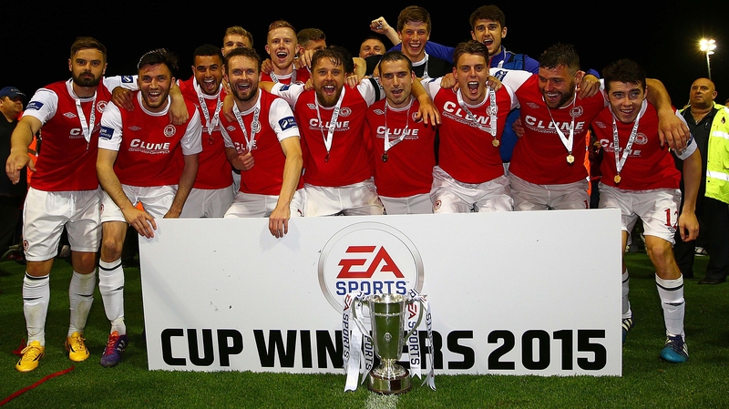 The St Pat's team celebrate with the cup last September