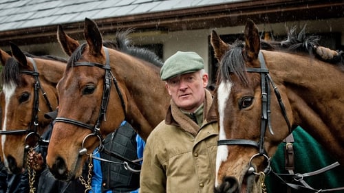 Willie Mullins pictured with his Gold Cup-bound trio