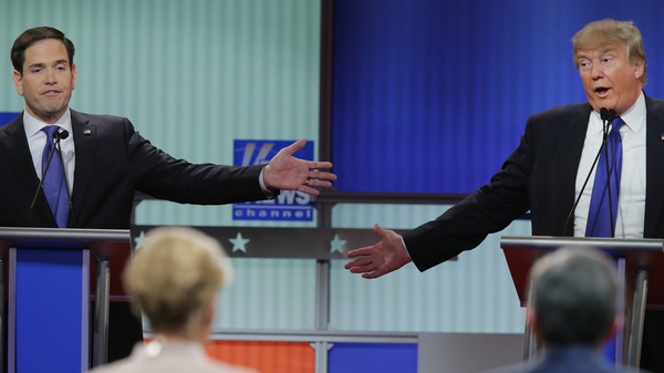 Marco Rubio and Donald Trump participate in a debate sponsored by Fox News