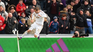 Gylfi Sigurdsson shows his delight after netting the winning goal