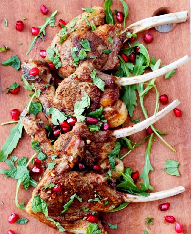 Moroccan Lamb Chops with Mint & Pomegranate