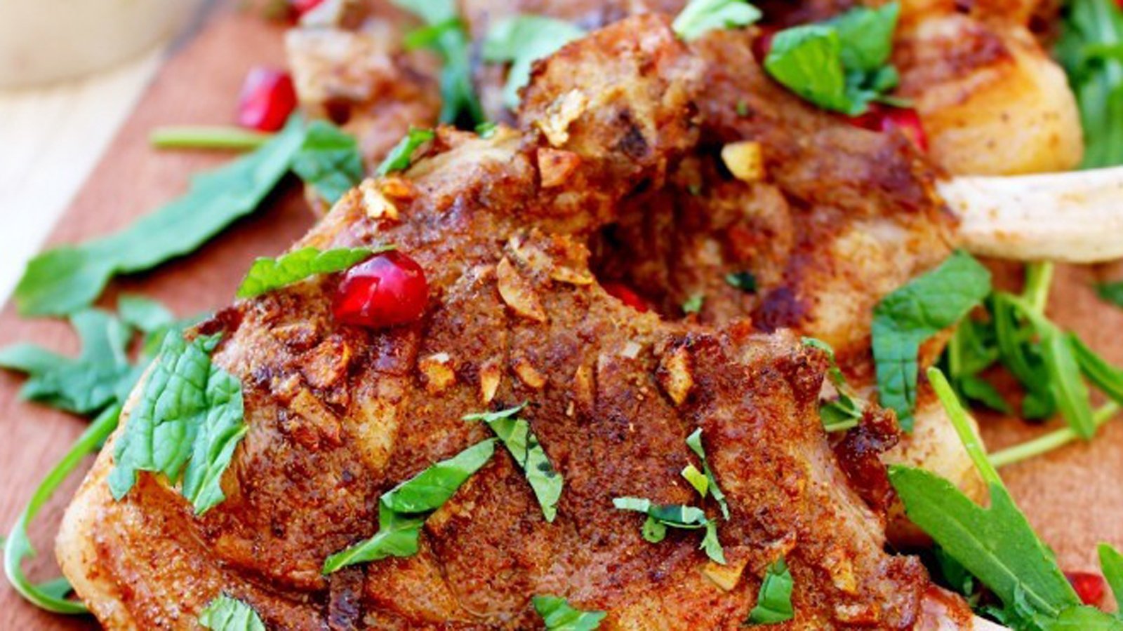 Moroccan Lamb Chops with Mint & Pomegranate