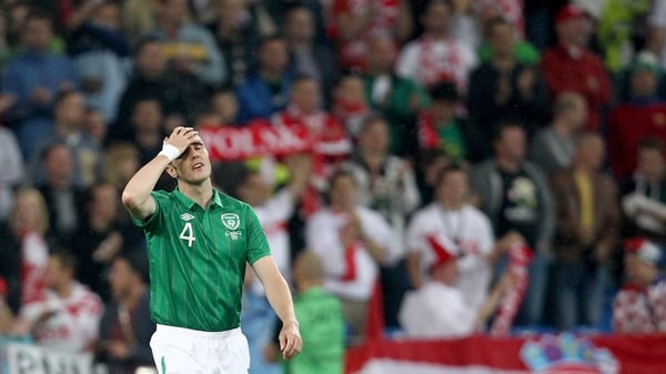 A dejected John O'Shea during the Euro 2012 defeat to Croatia